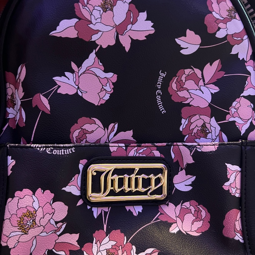 Juicy Couture Black and Pink Floral Backpack